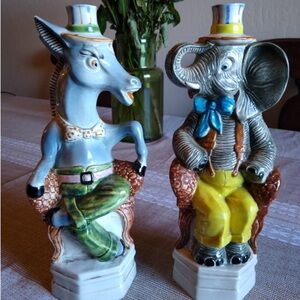 Political wine decanters from the sixties! Collectable rare find!